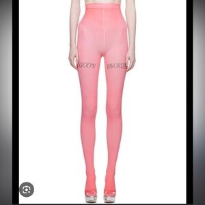 Pink Gods Favorite Tights with Text Design